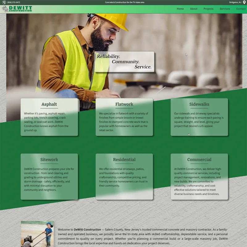 Thumbnail for DeWitt Construction Website